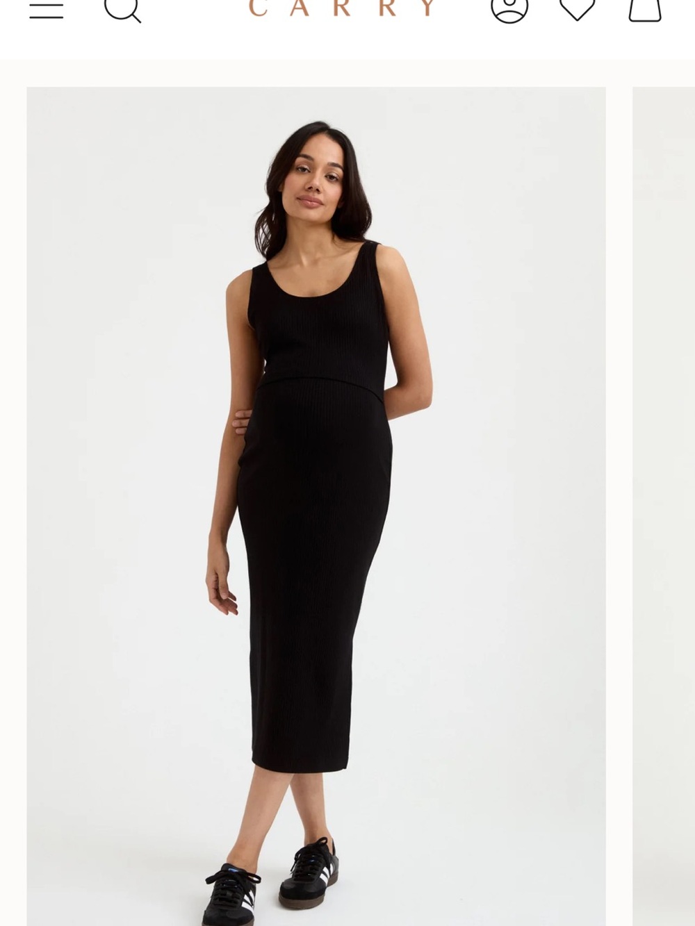Maternity & Nursing Black Sleeveless Ribbed Midi Dress